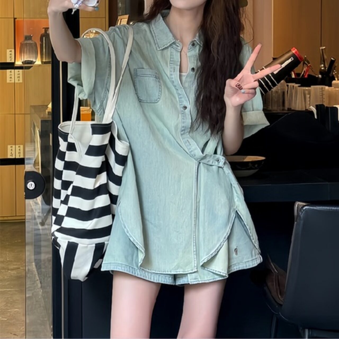 双子コーデ クールなデニム