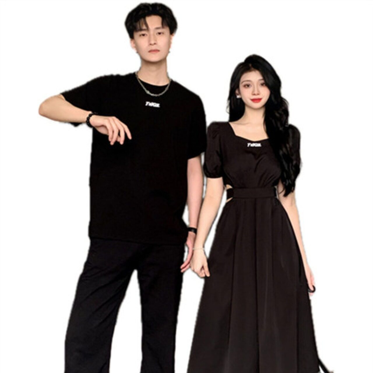 ペアルック 韓国風スリム半袖T＋スカート＆コート（ニッチデザイン、高級感あり）
