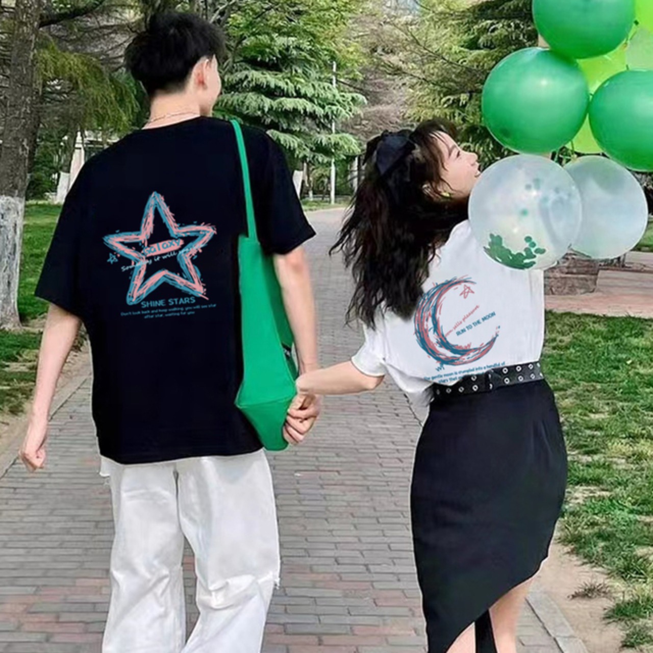 ユニークデザイン カップル半袖Tシャツ（被らない超人気）