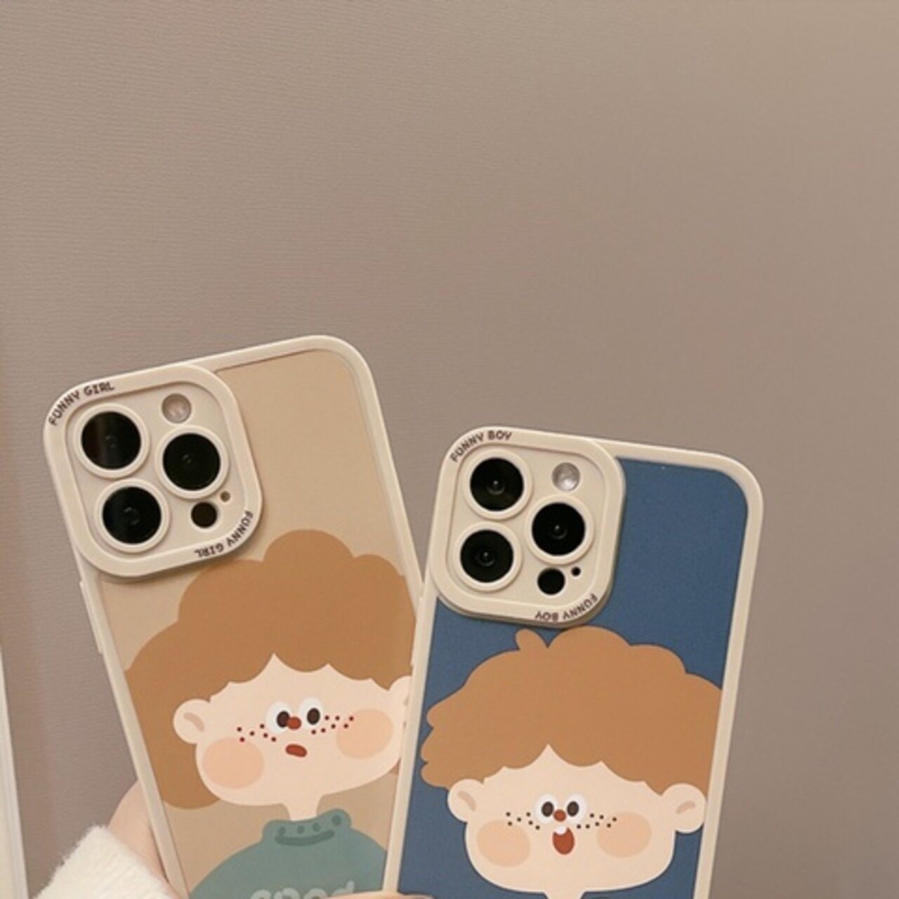 お揃い かわいいカップルキャラアート スマホケース