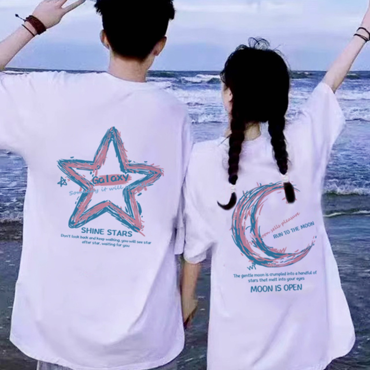 ユニークデザイン カップル半袖Tシャツ（被らない超人気）