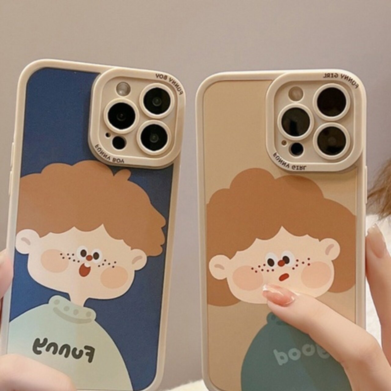 お揃い かわいいカップルキャラアート スマホケース
