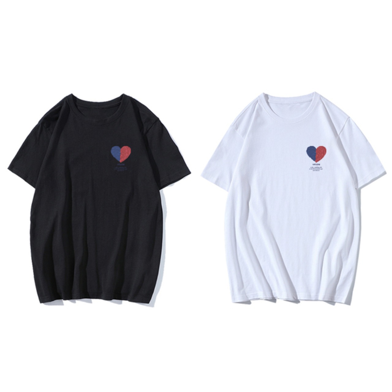 roora シンプルデザイン カップル用コットンTシャツ（半袖）