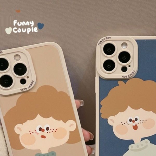 お揃い かわいいカップルキャラアート スマホケース