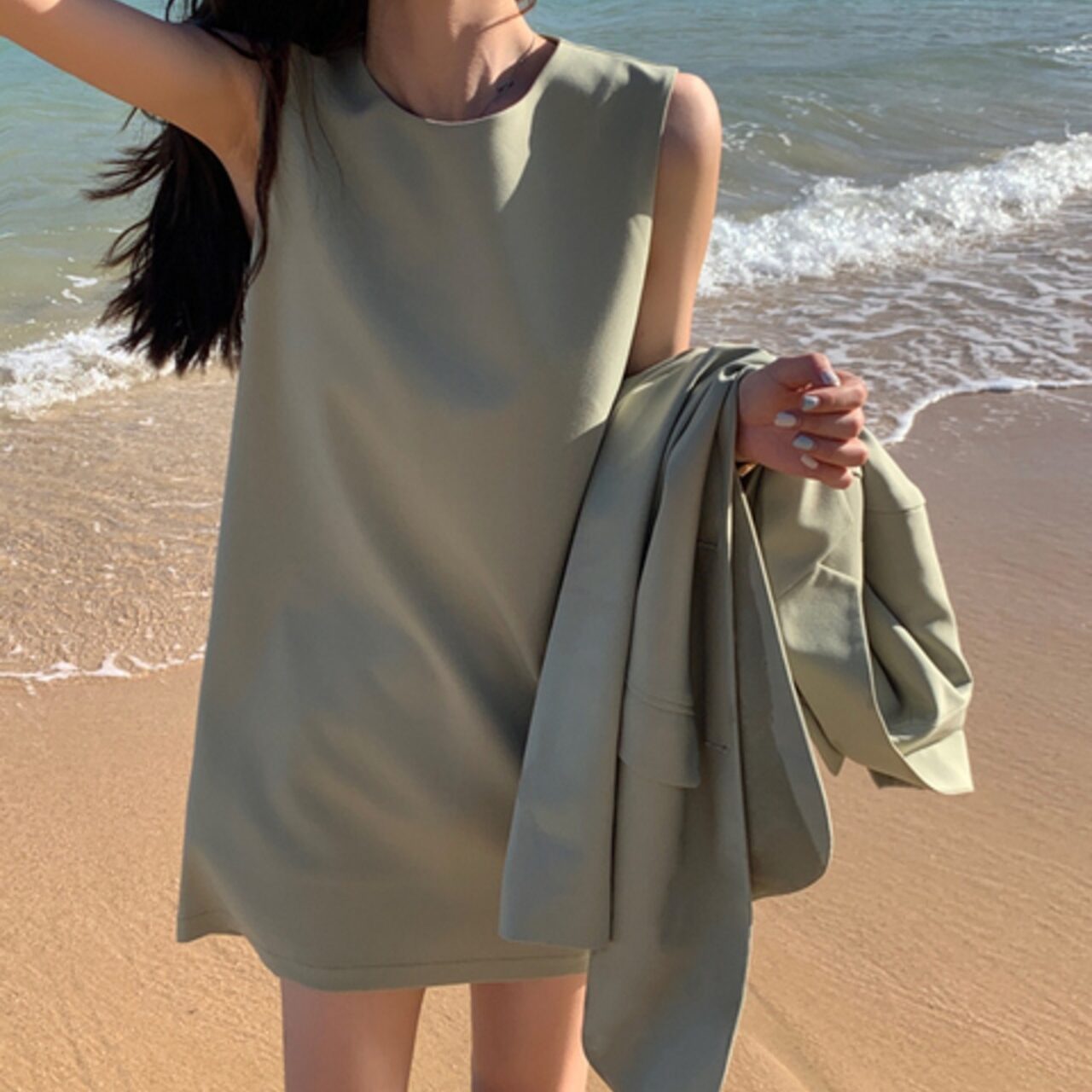 キャンディカラー ノースリーブワンピ（フランス風） 双子コーデに◎