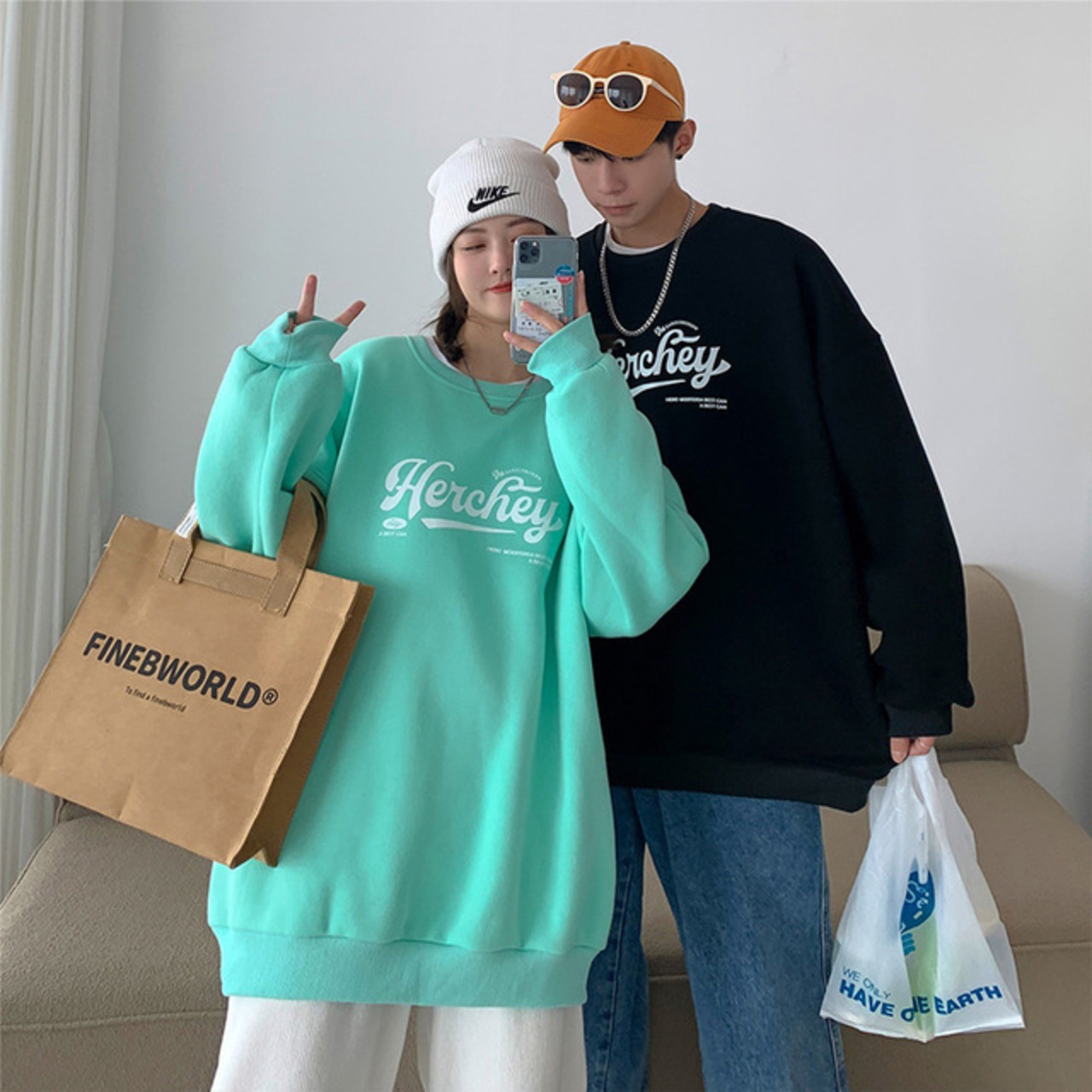 ペアルック さわやか お揃いロングTシャツ