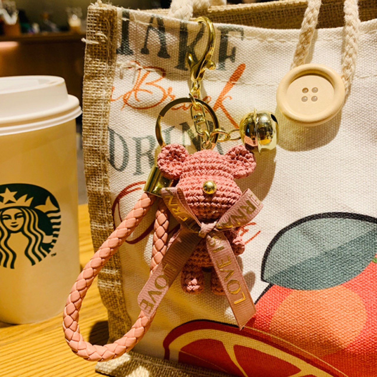 ペアルック カラフルベアモチーフ キーホルダー