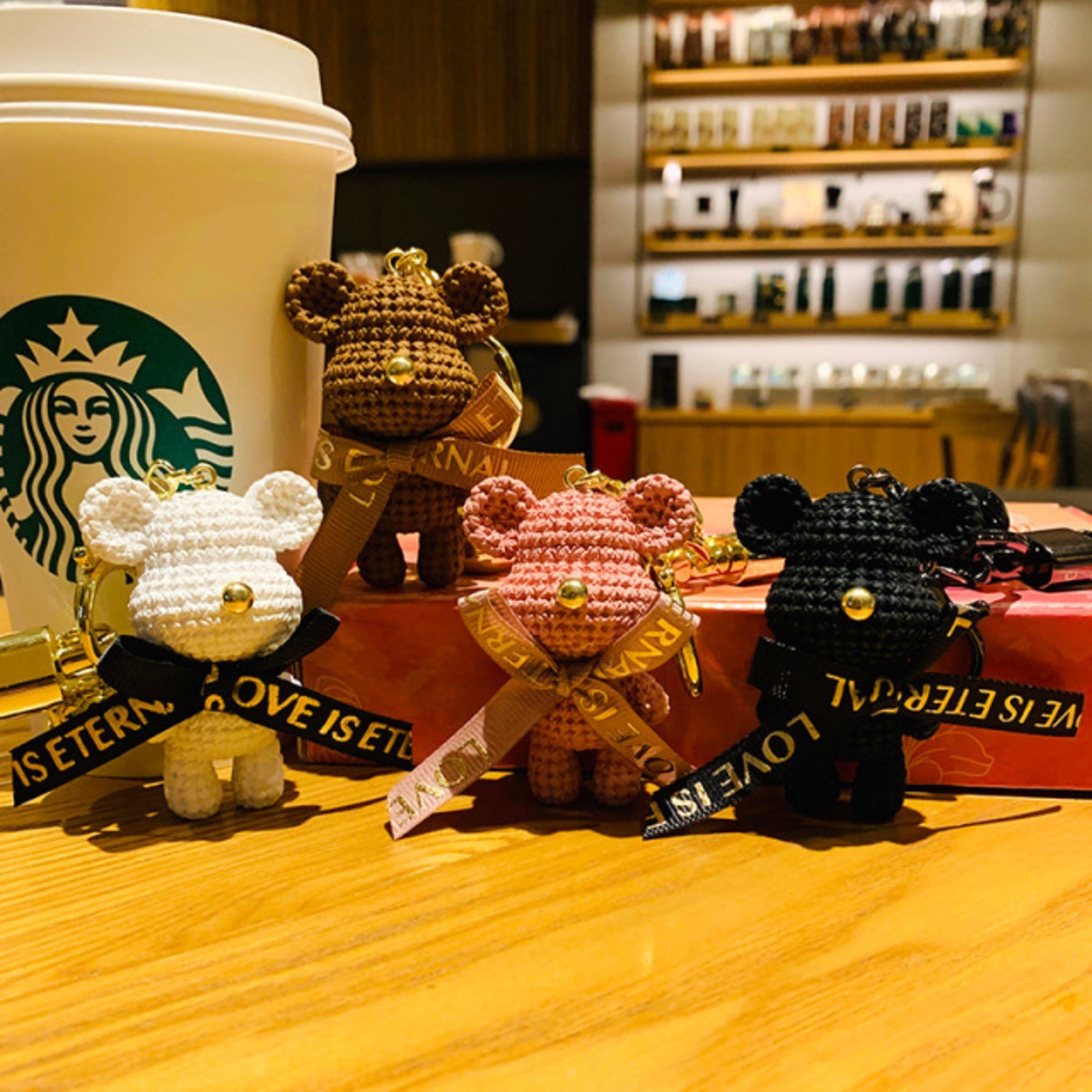 ペアルック カラフルベアモチーフ キーホルダー