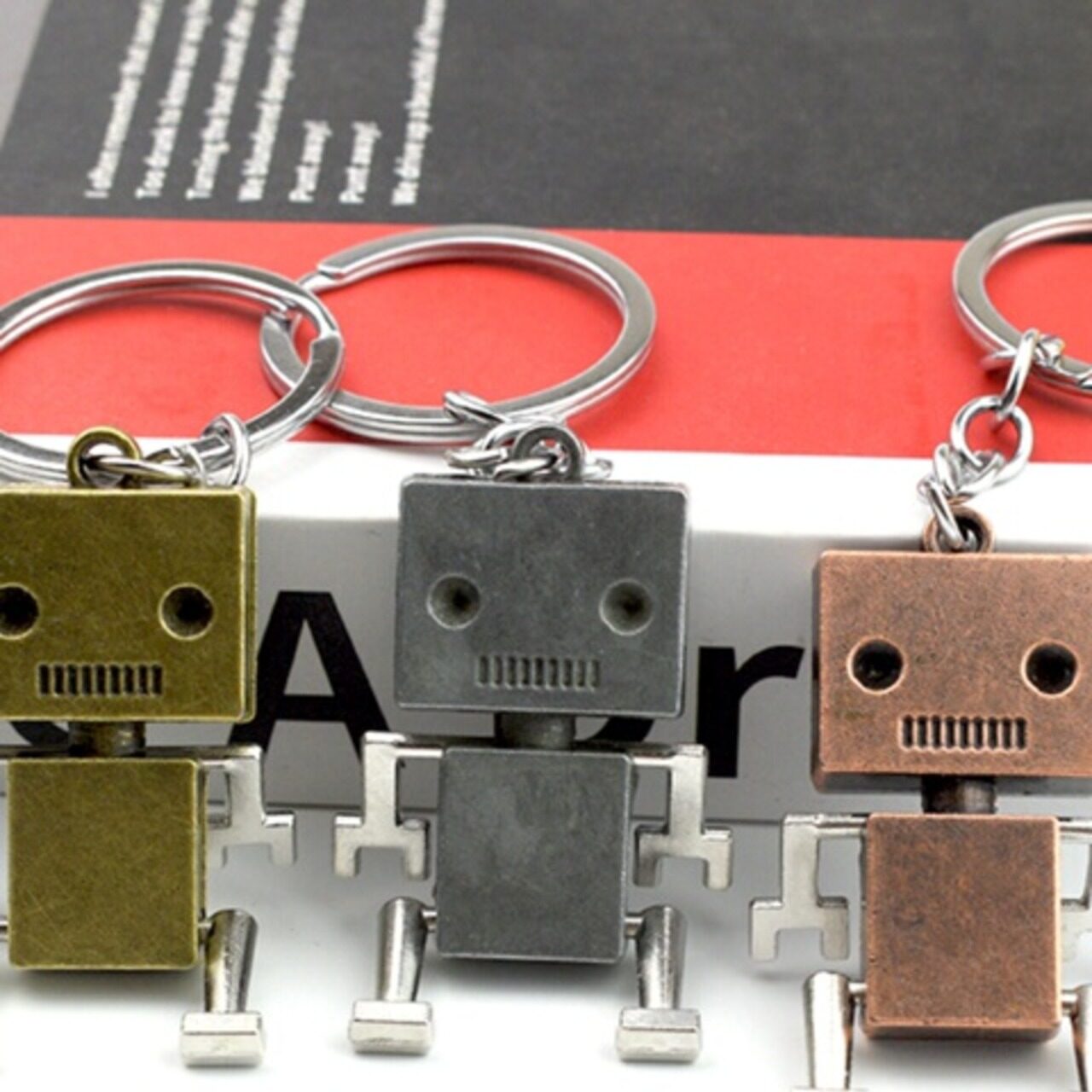 ペアルック ロボットリング お揃いキーホルダー