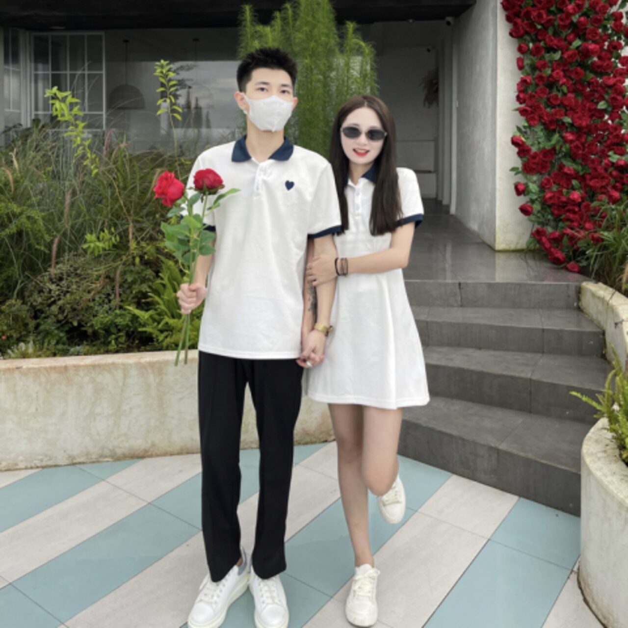 ワンポイント ポロワンピ付き ペアルックポロシャツ