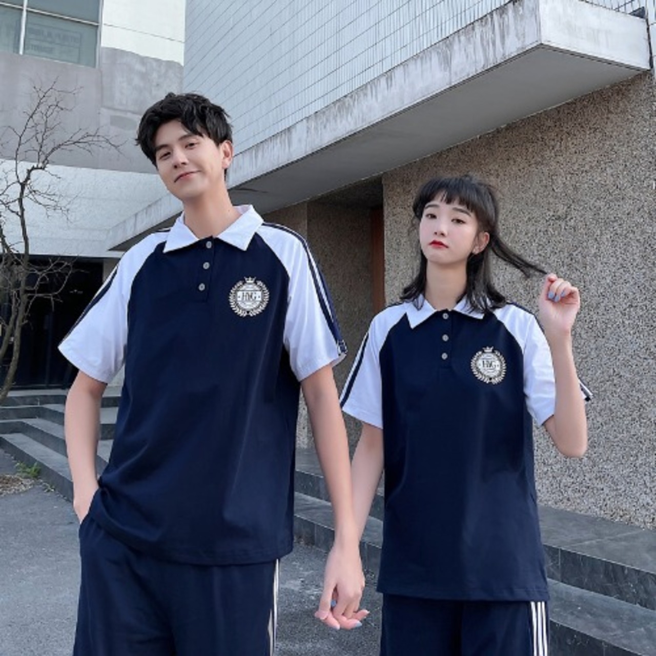 学生風 カジュアルポロシャツ＆パンツ（シミラールック）