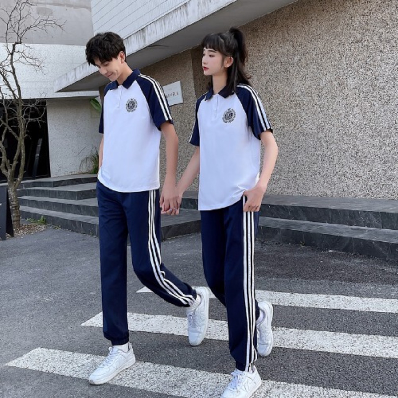 学生風 カジュアルポロシャツ＆パンツ（シミラールック）