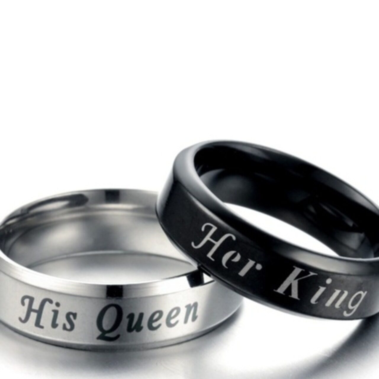 英文字入り 『Her King』『His Queen』 ペアリング