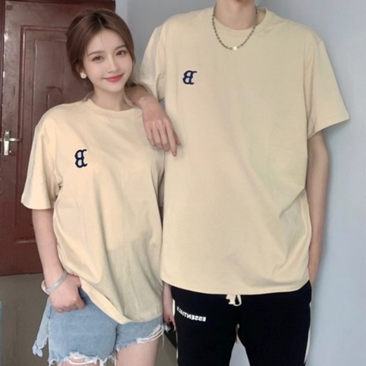 高品質コットン カップル半袖Tシャツ（人気のスタイル）