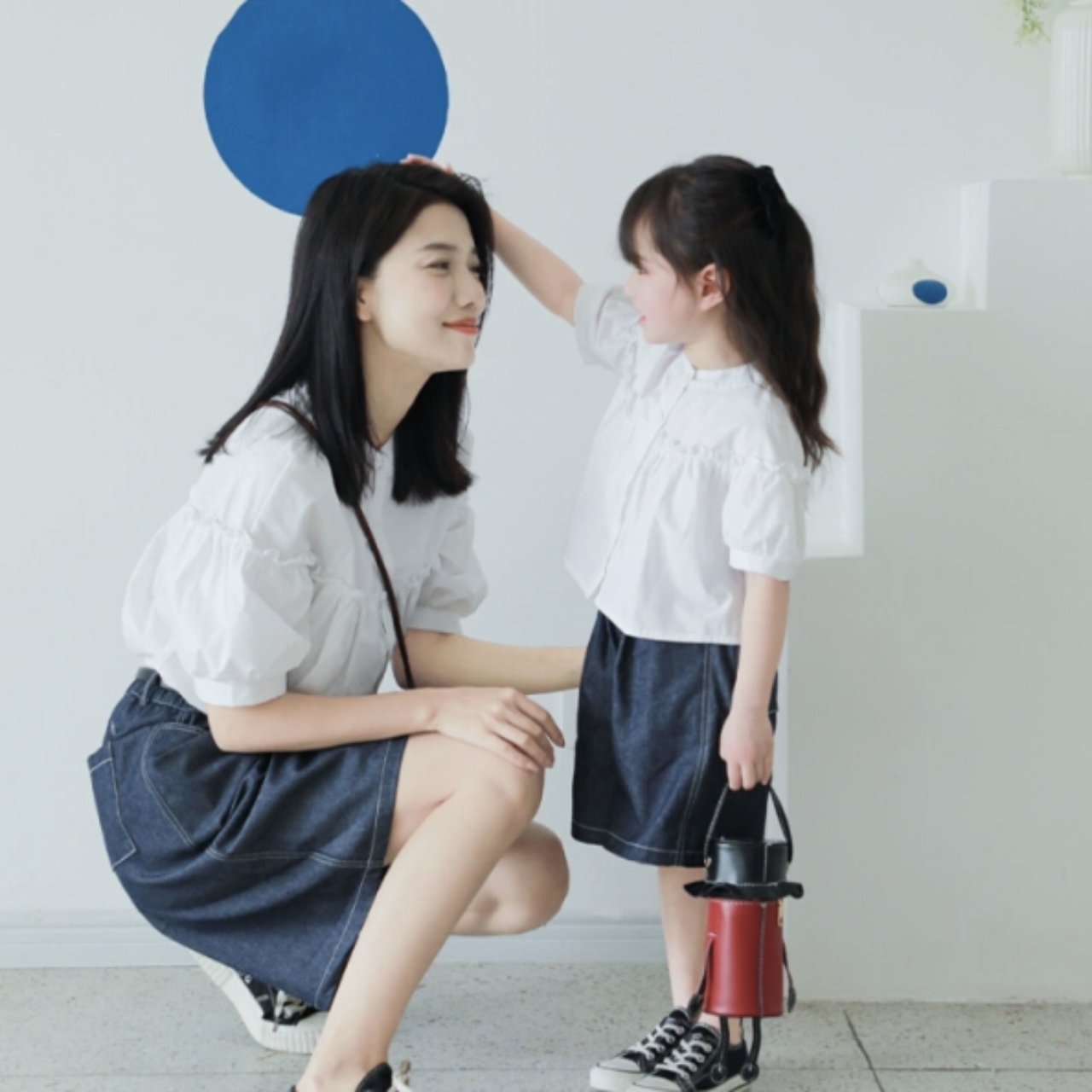 親子ペアルック やわらか純綿 ナチュラル 母娘セットアップ