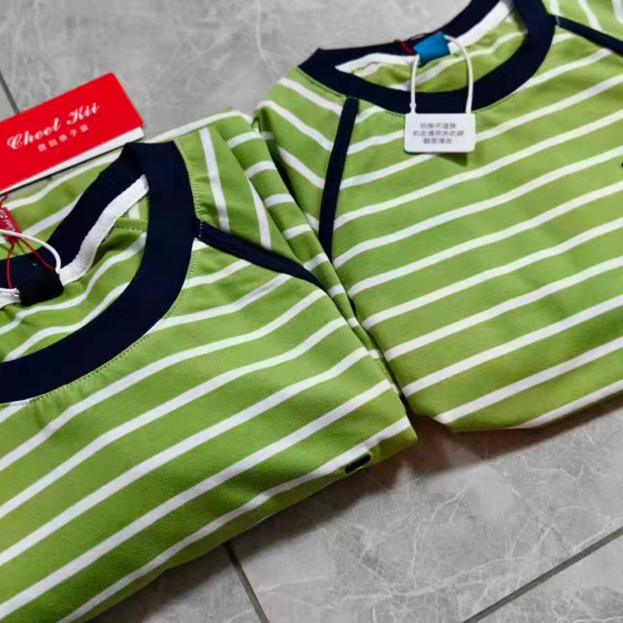 親子ペアルック 爽やかストライプ Tシャツ