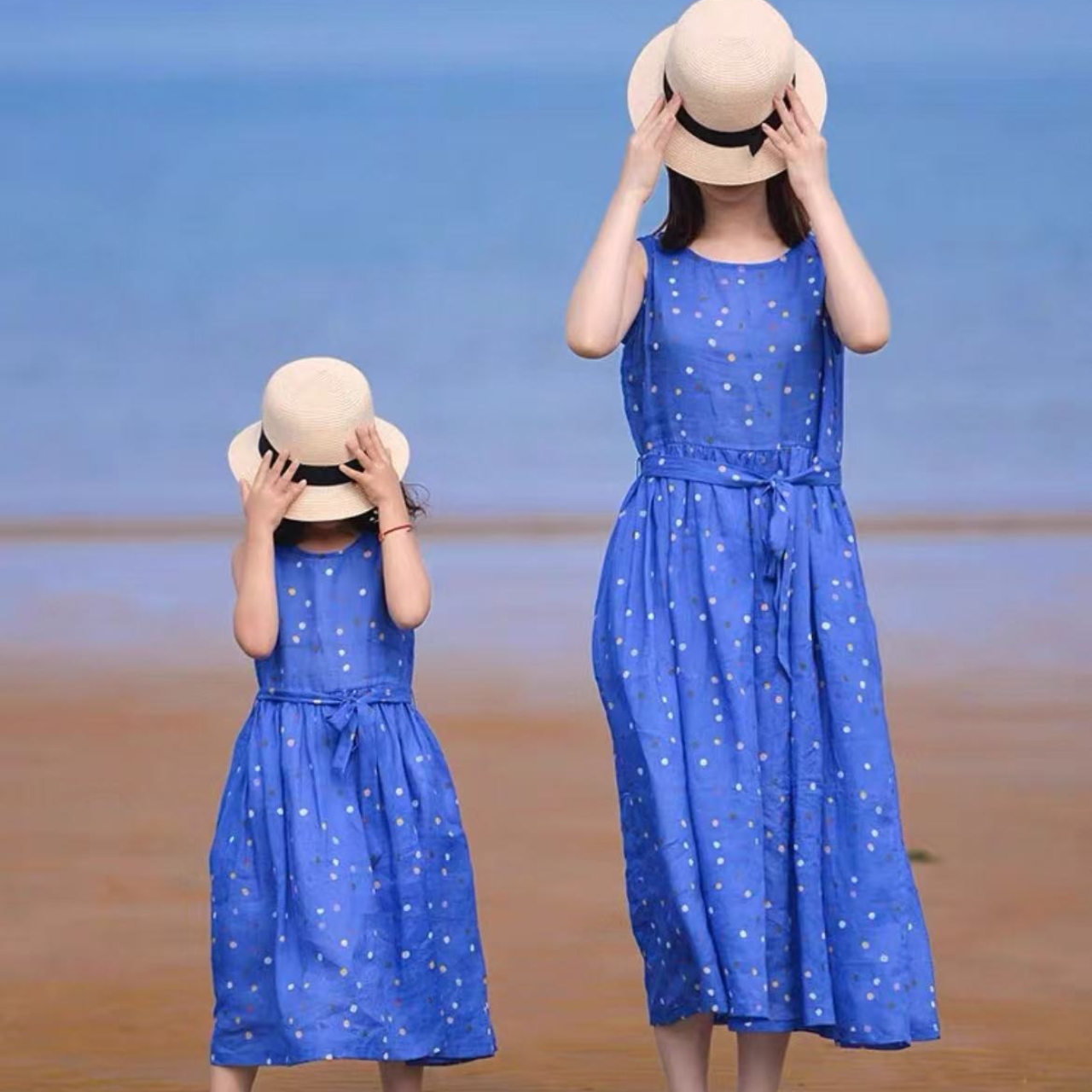 親子ペアルック 夏の思い出 麦わら帽子 母娘帽子