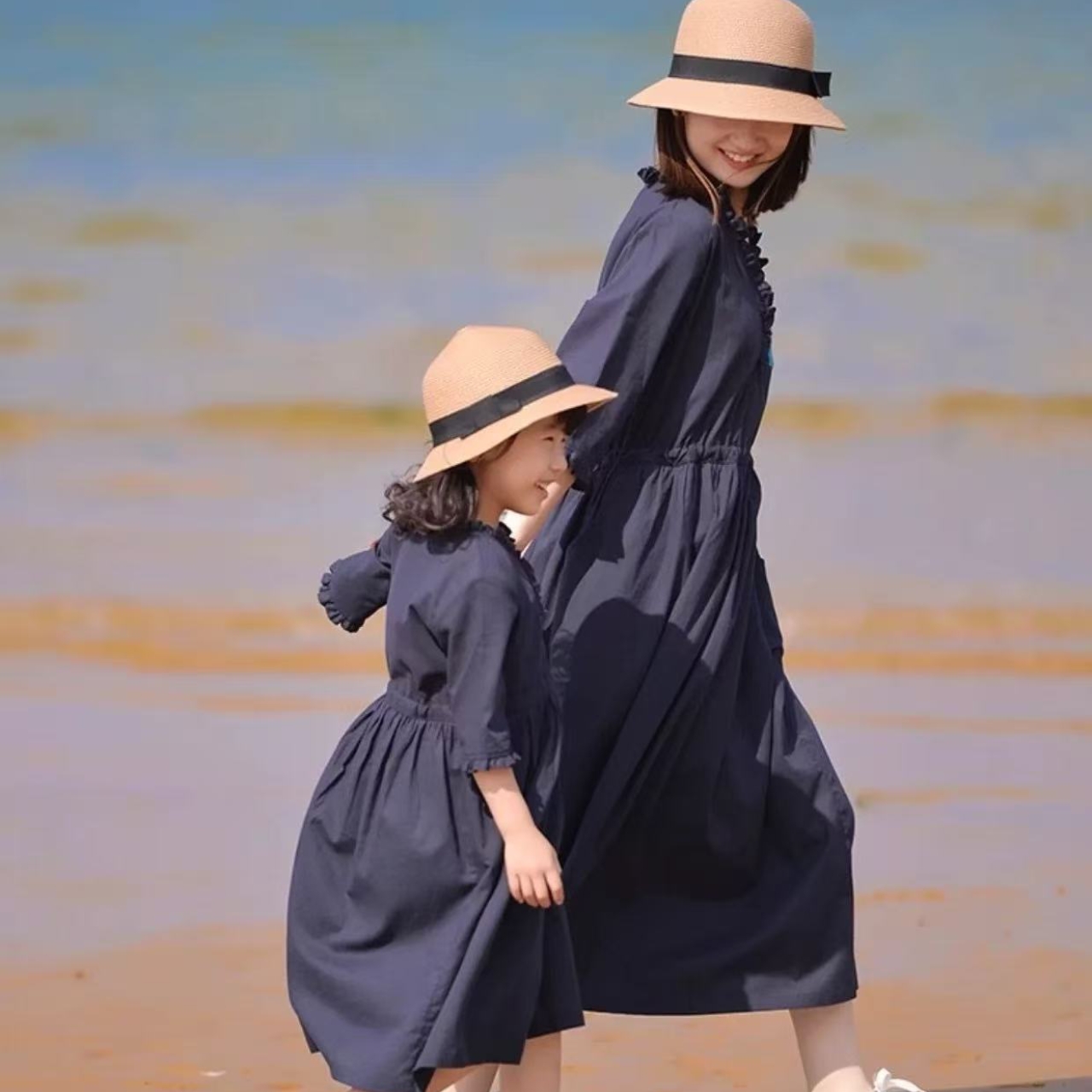 親子ペアルック 夏の思い出 麦わら帽子 母娘帽子