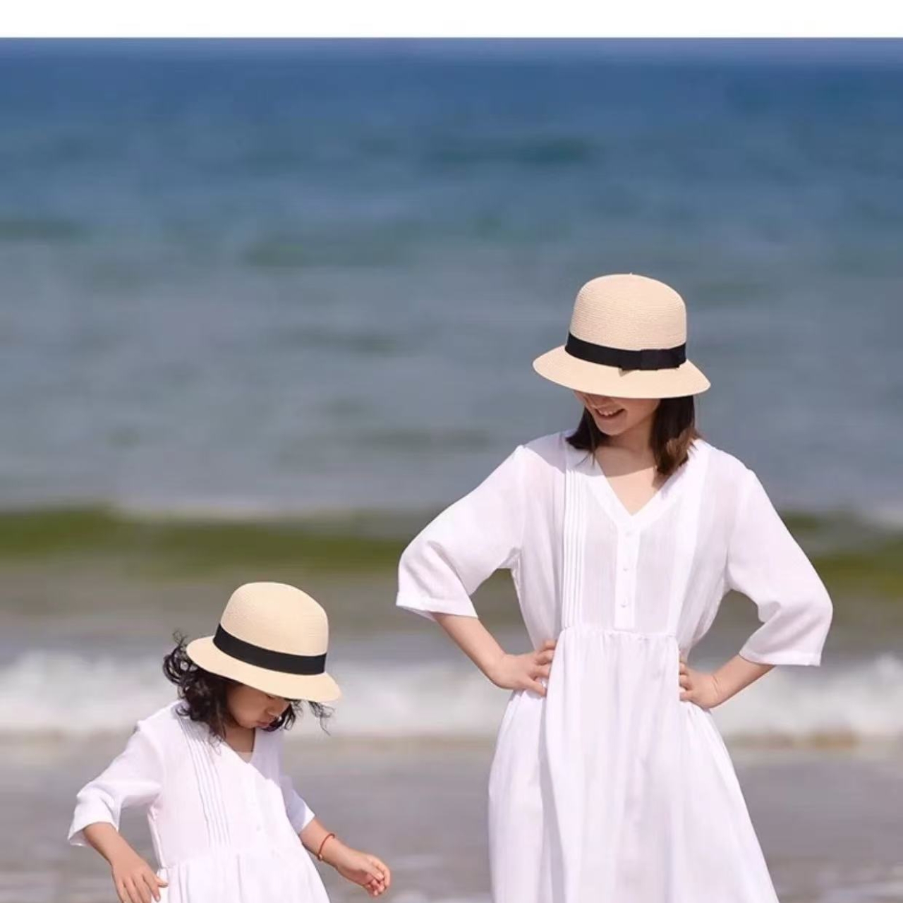 親子ペアルック 夏の思い出 麦わら帽子 母娘帽子