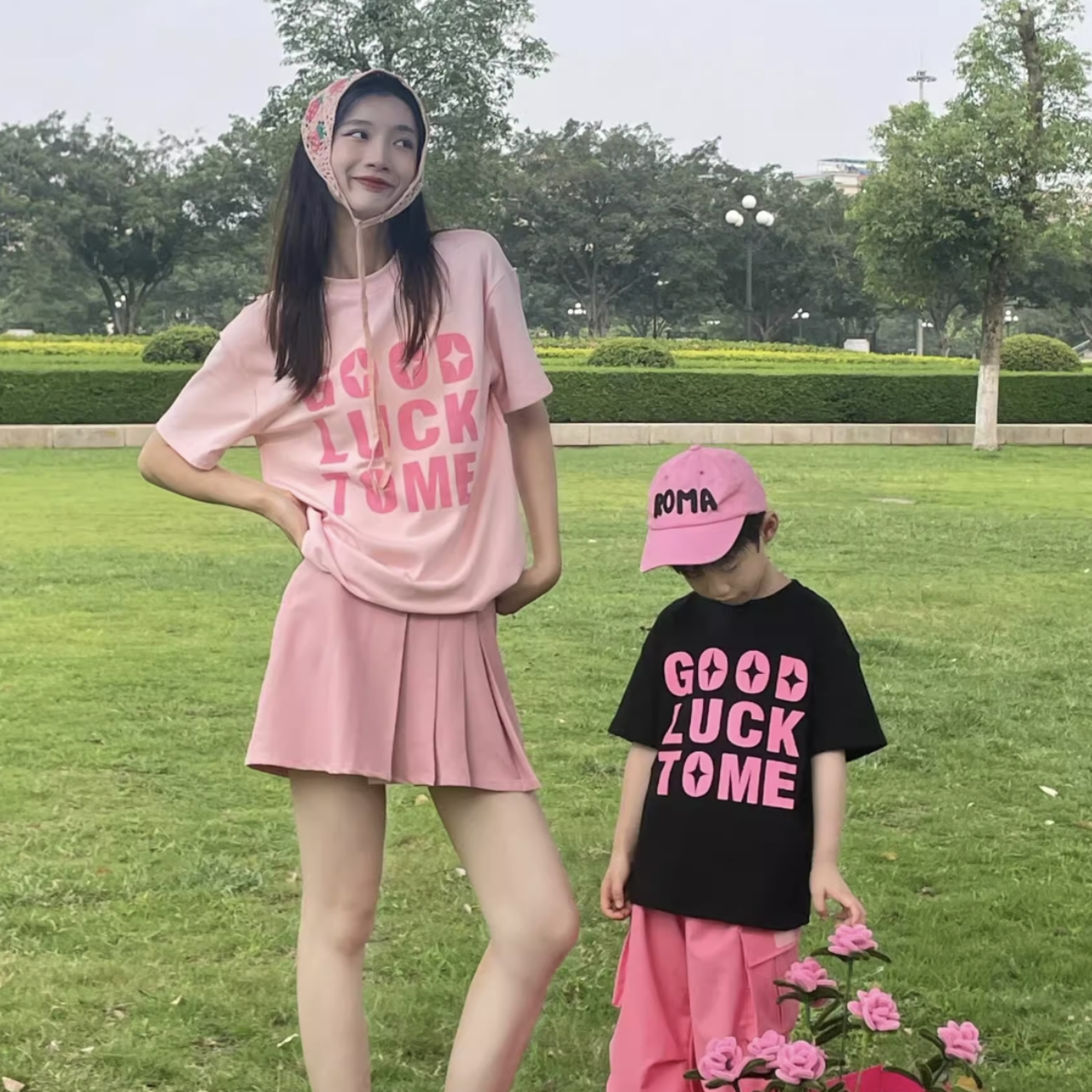 親子ペアルック おしゃれストリート 半袖 母娘Tシャツ