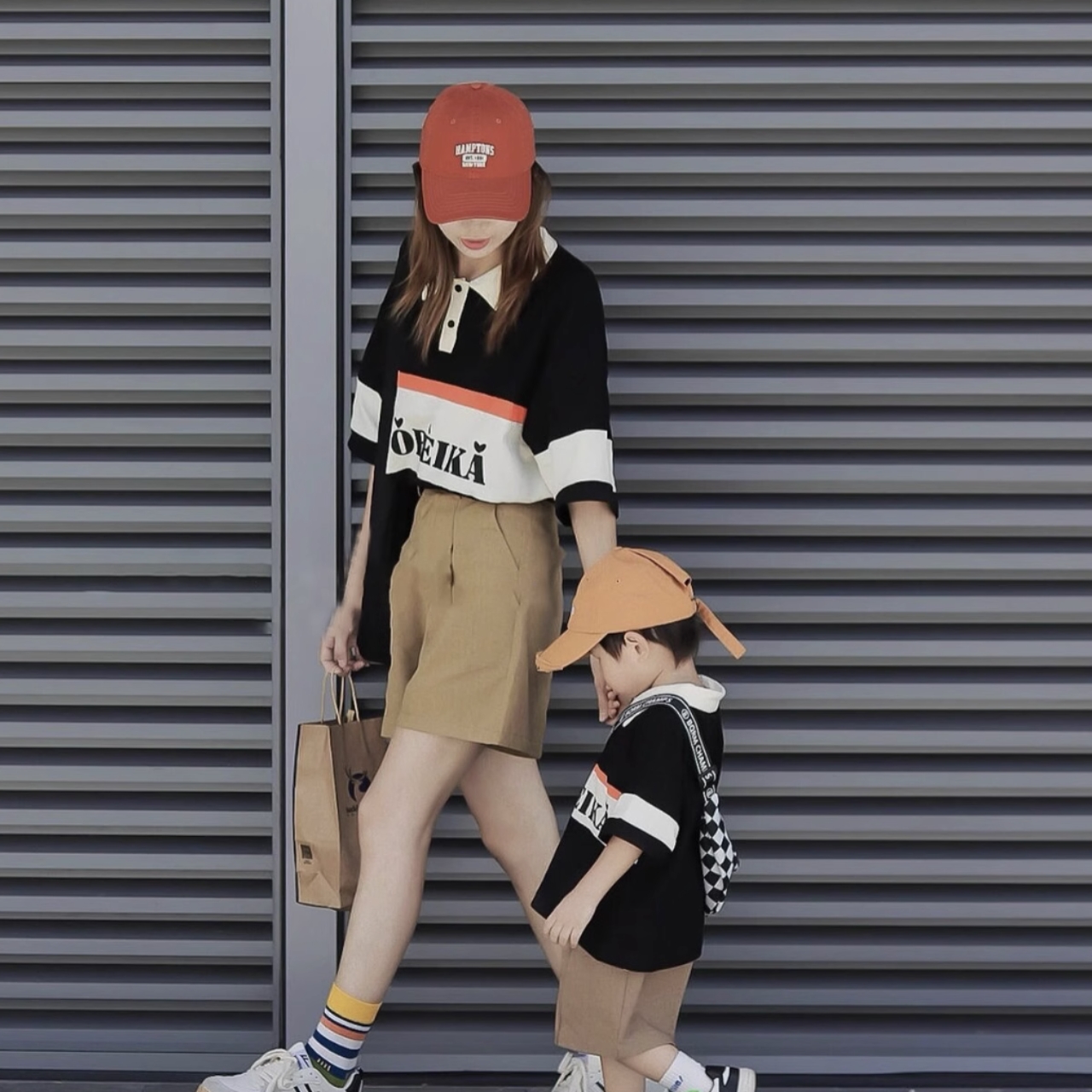 親子ペアルック 洗練シック エレガント 母娘ポロシャツ