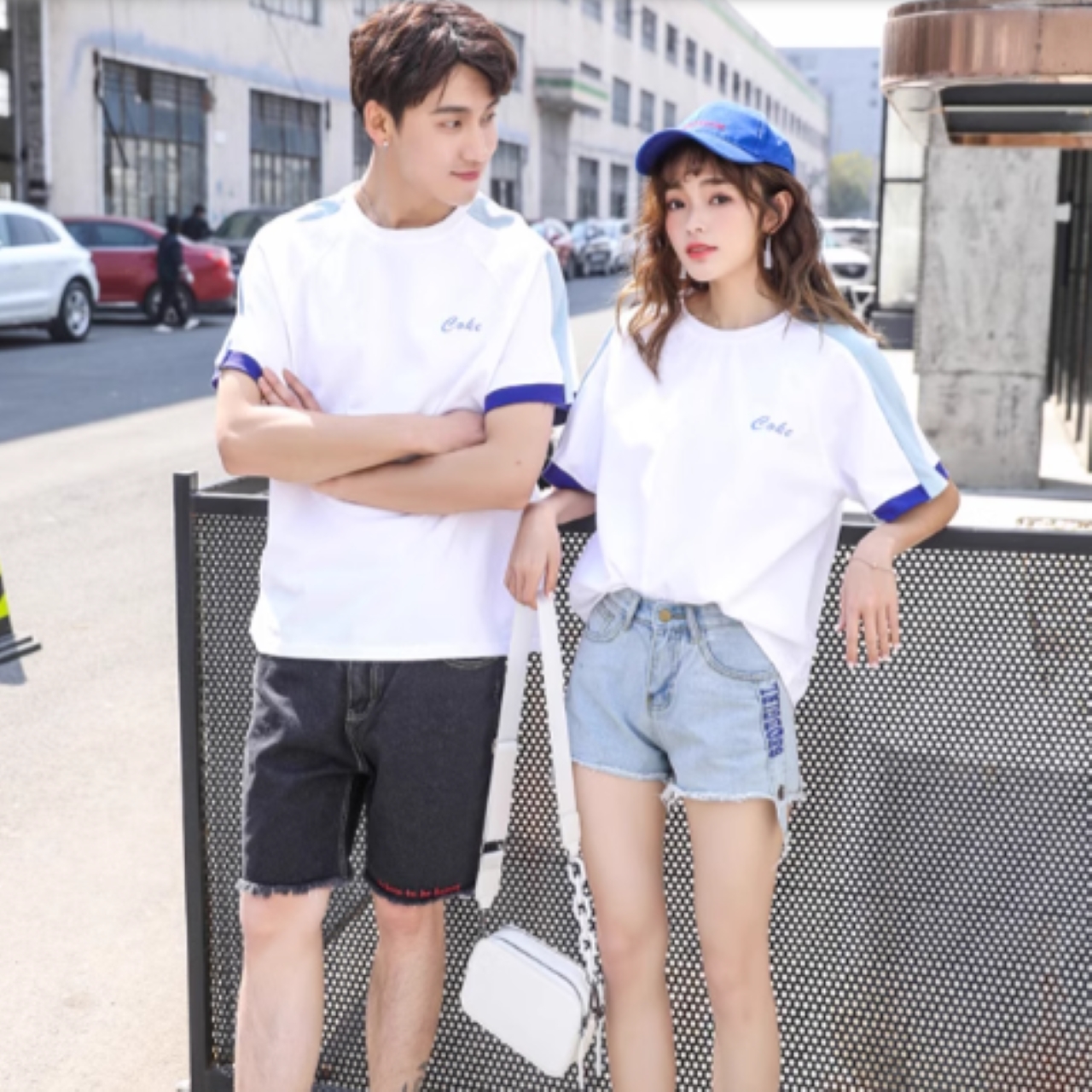 ペアルック アームライン半袖Tシャツ