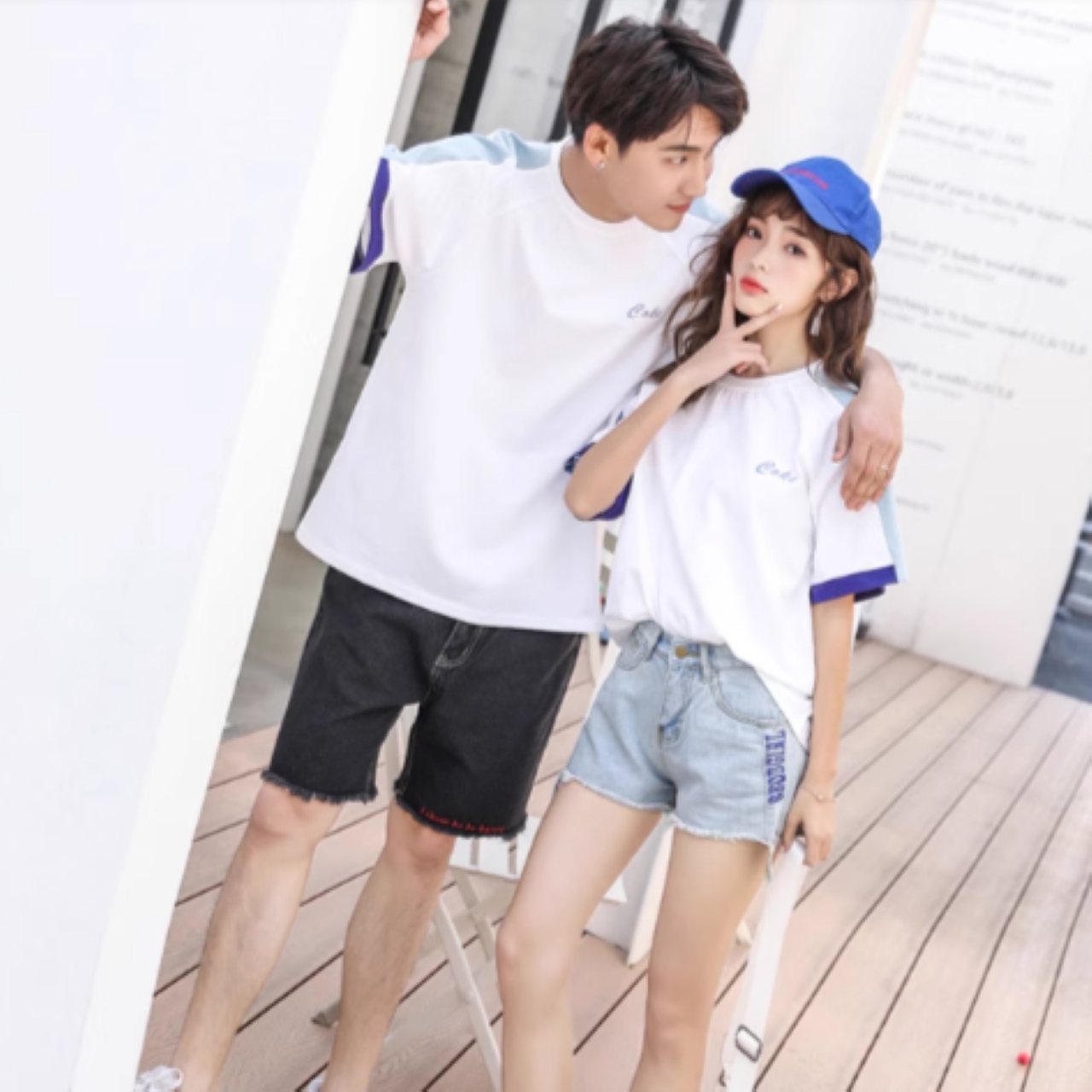 ペアルック アームライン半袖Tシャツ