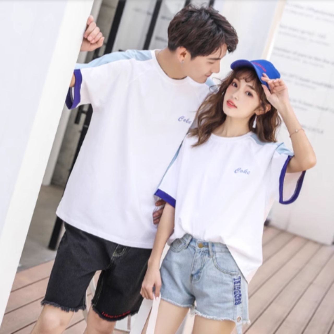 ペアルック アームライン半袖Tシャツ