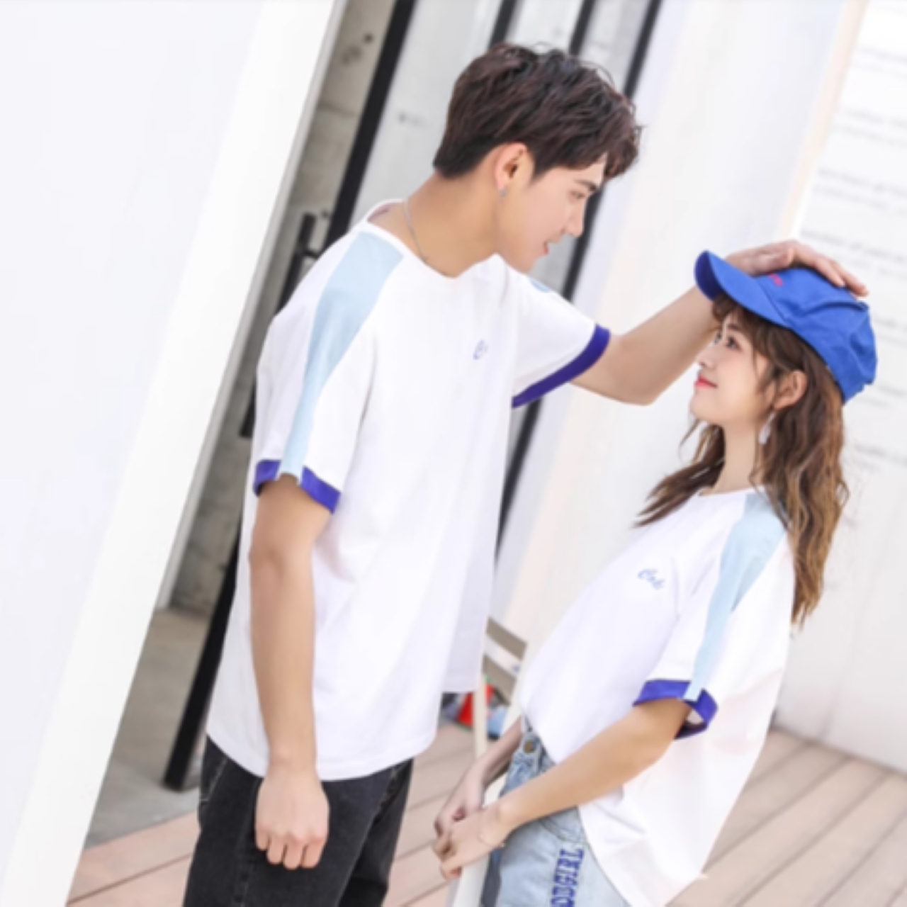 ペアルック アームライン半袖Tシャツ