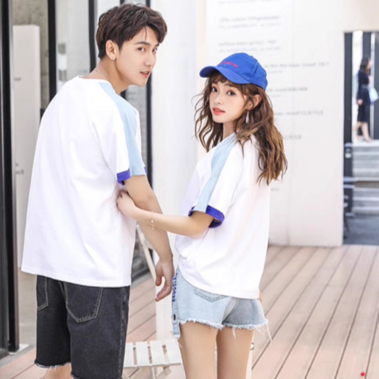 ペアルック アームライン半袖Tシャツ