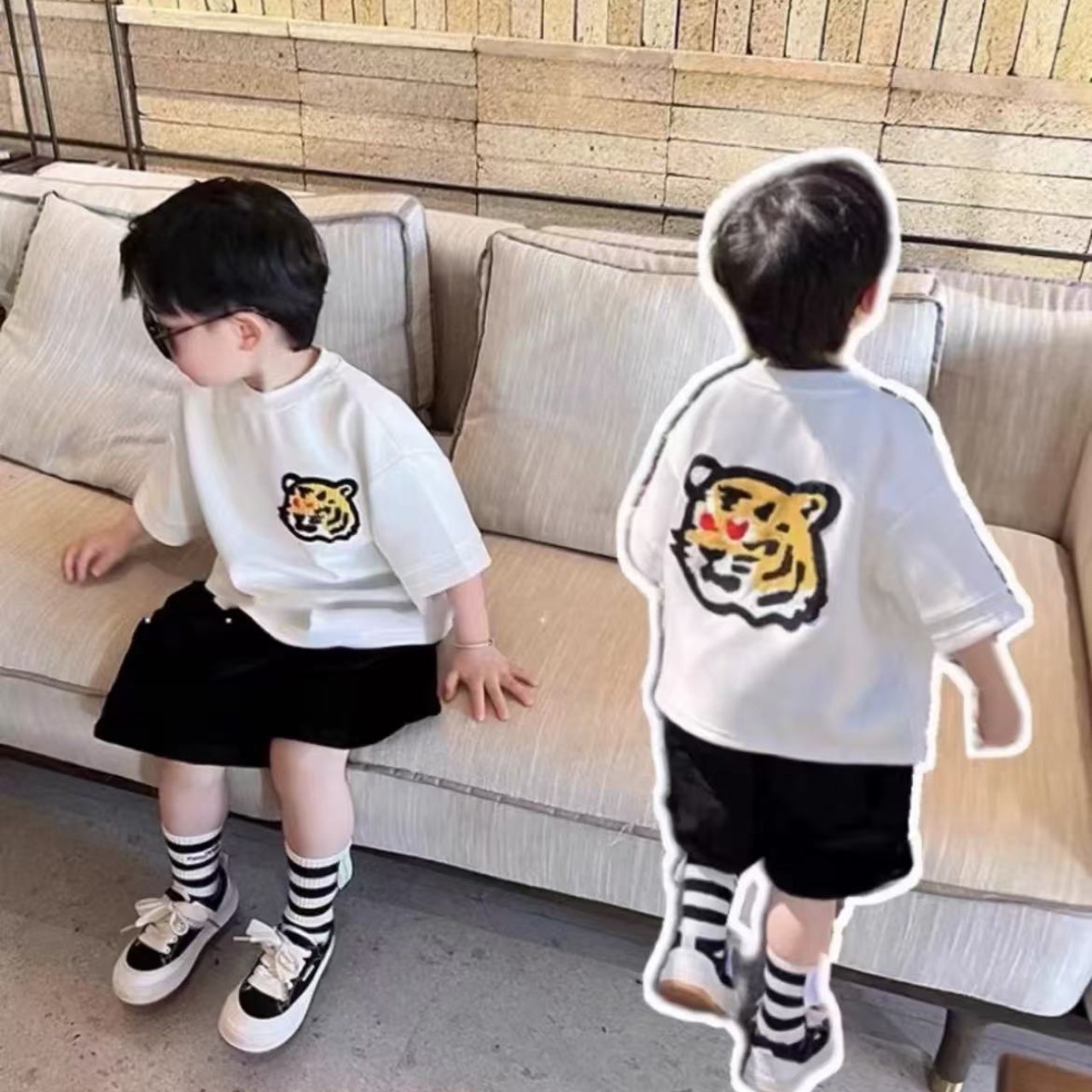 親子ペアルック タイガースマイルTシャツ