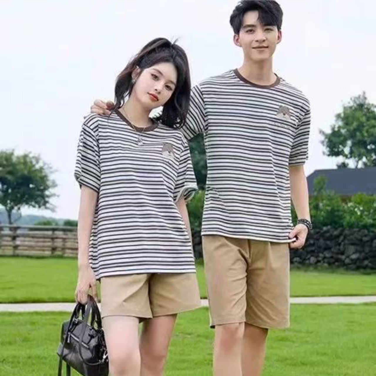親子ペアルック ボーダーベアーTシャツ