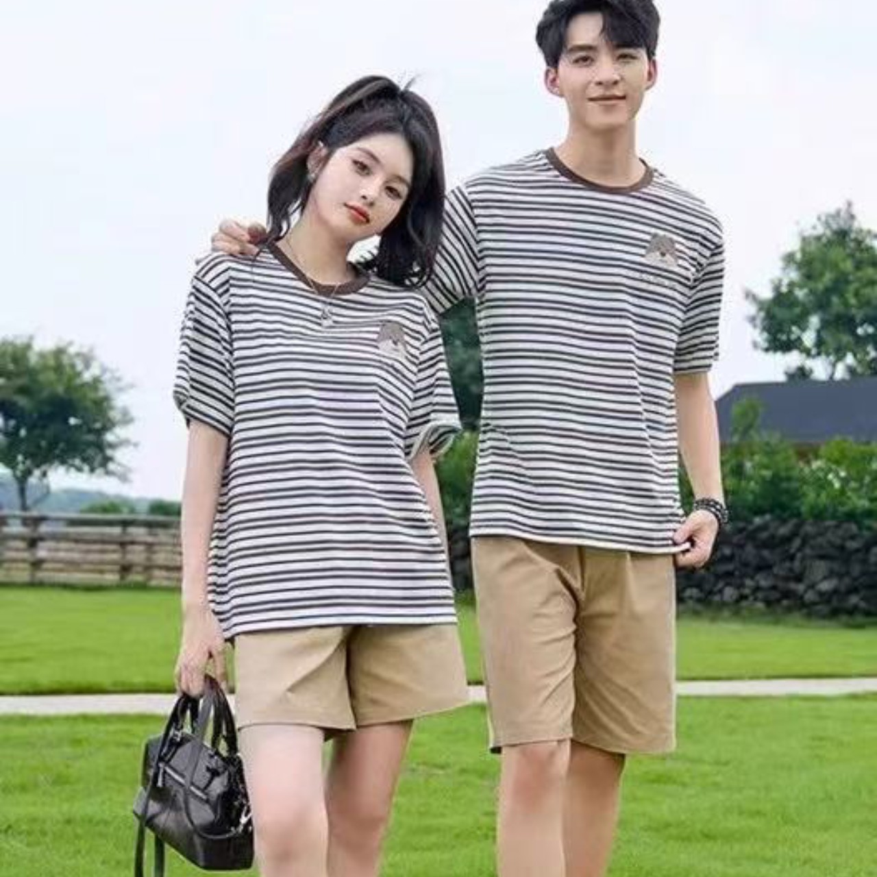 親子ペアルック ボーダーベアーTシャツ