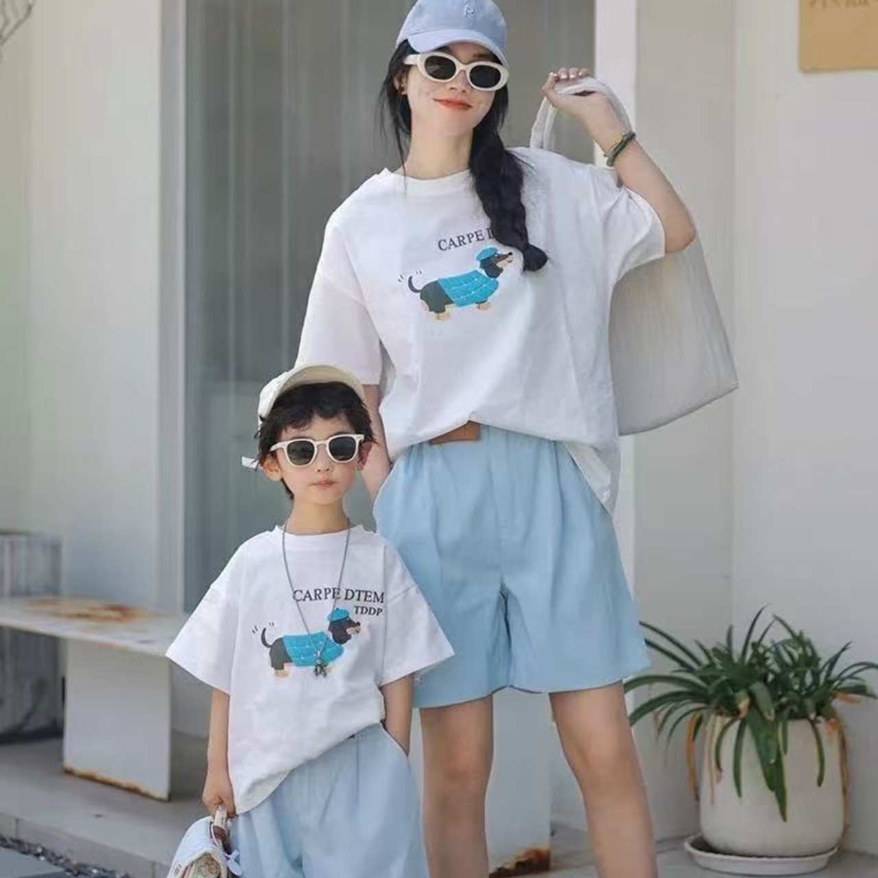 親子ペアルック ダックスフンドTシャツ