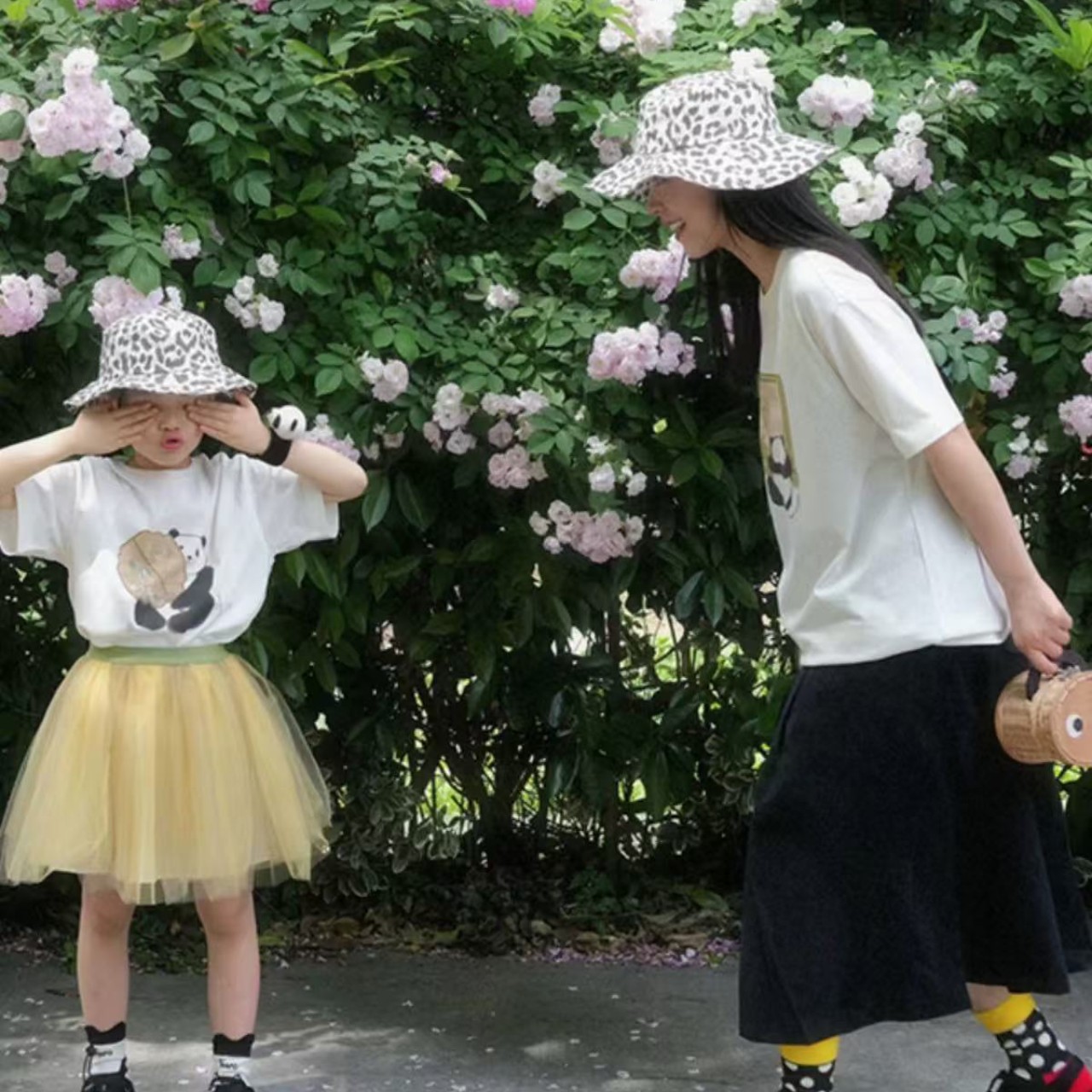 親子ペアルック パンダTシャツ