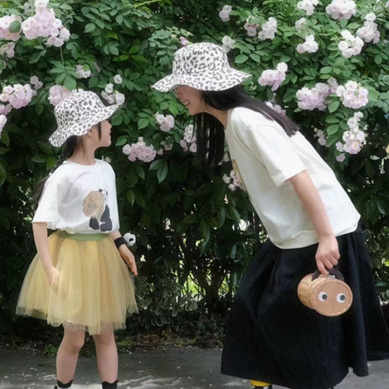親子ペアルック パンダTシャツ