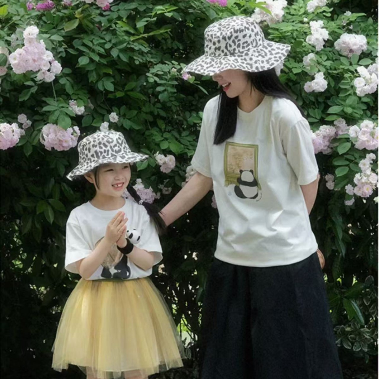 親子ペアルック パンダTシャツ