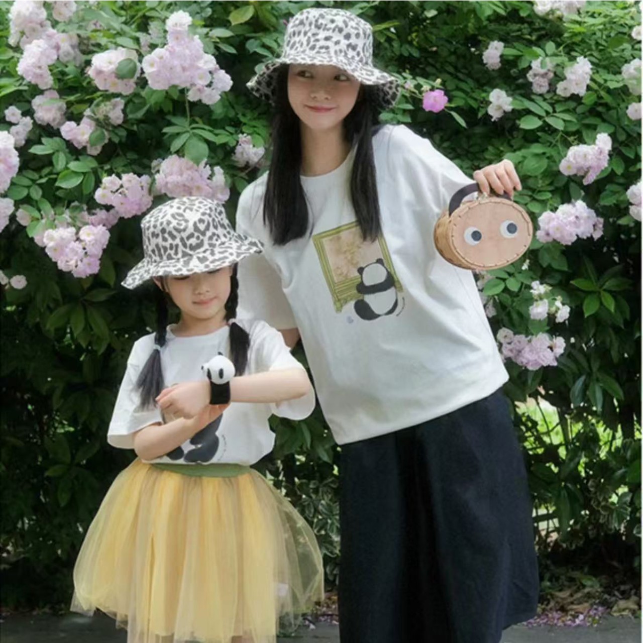 親子ペアルック パンダTシャツ