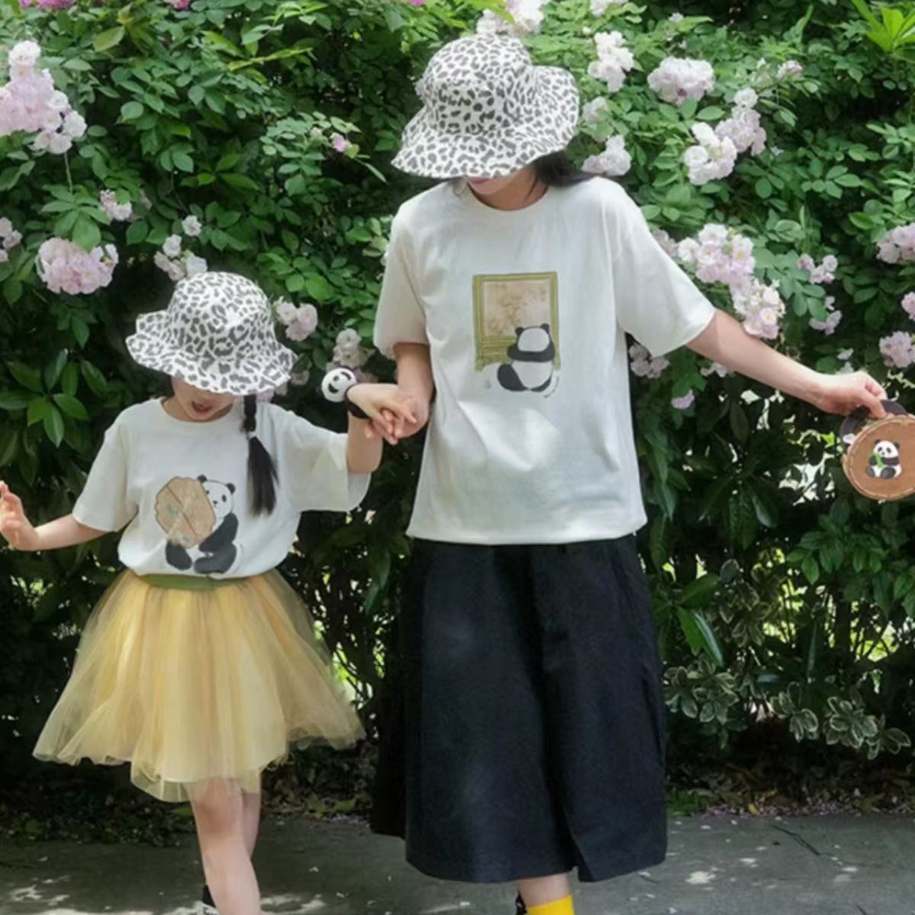 親子ペアルック パンダTシャツ