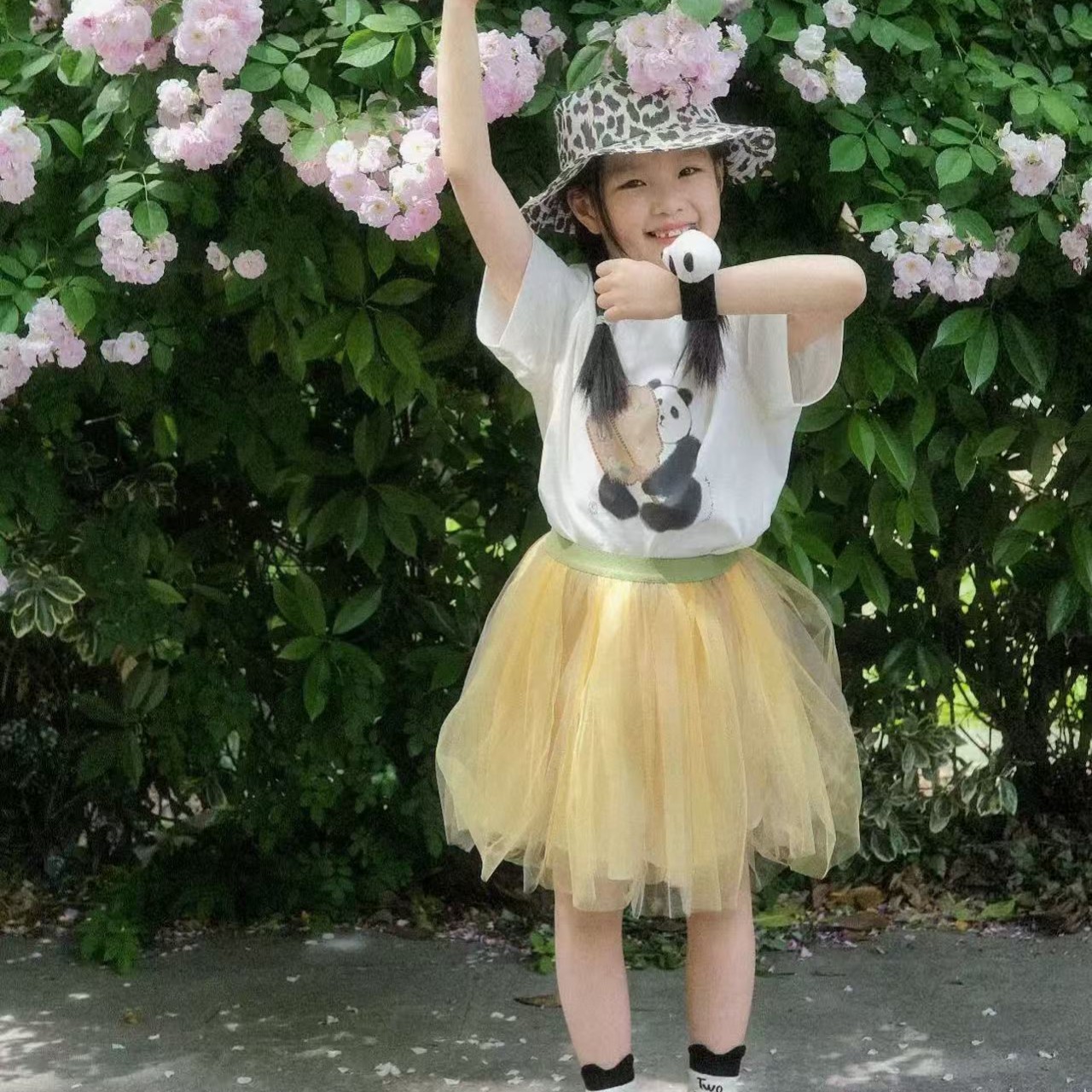 親子ペアルック パンダTシャツ