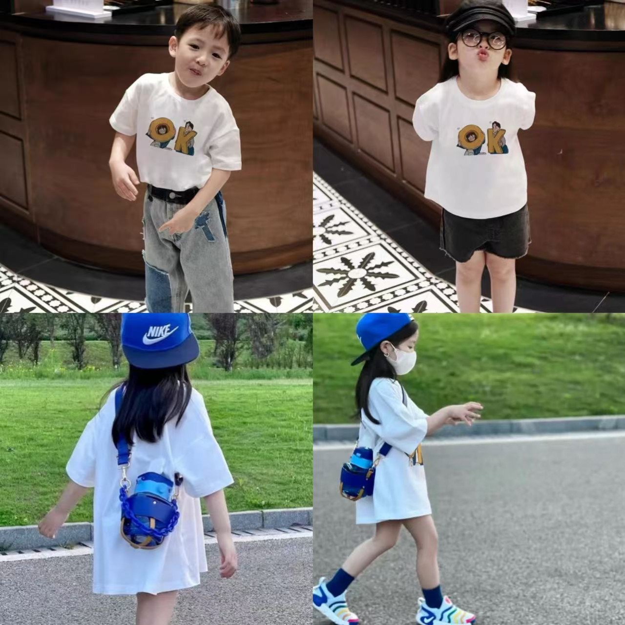 親子ペアルック OKイラストTシャツ