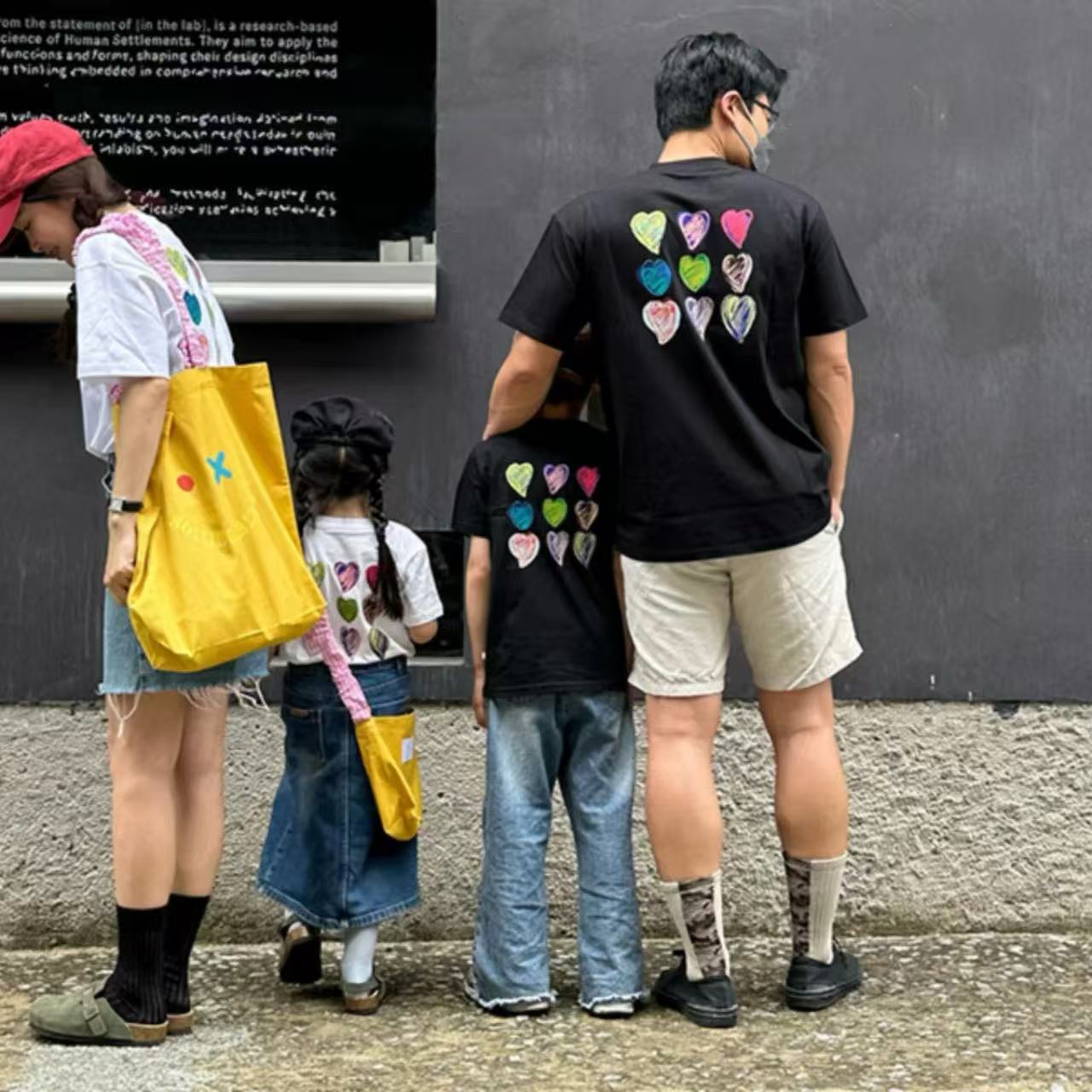 親子ペアルック バックハートTシャツ
