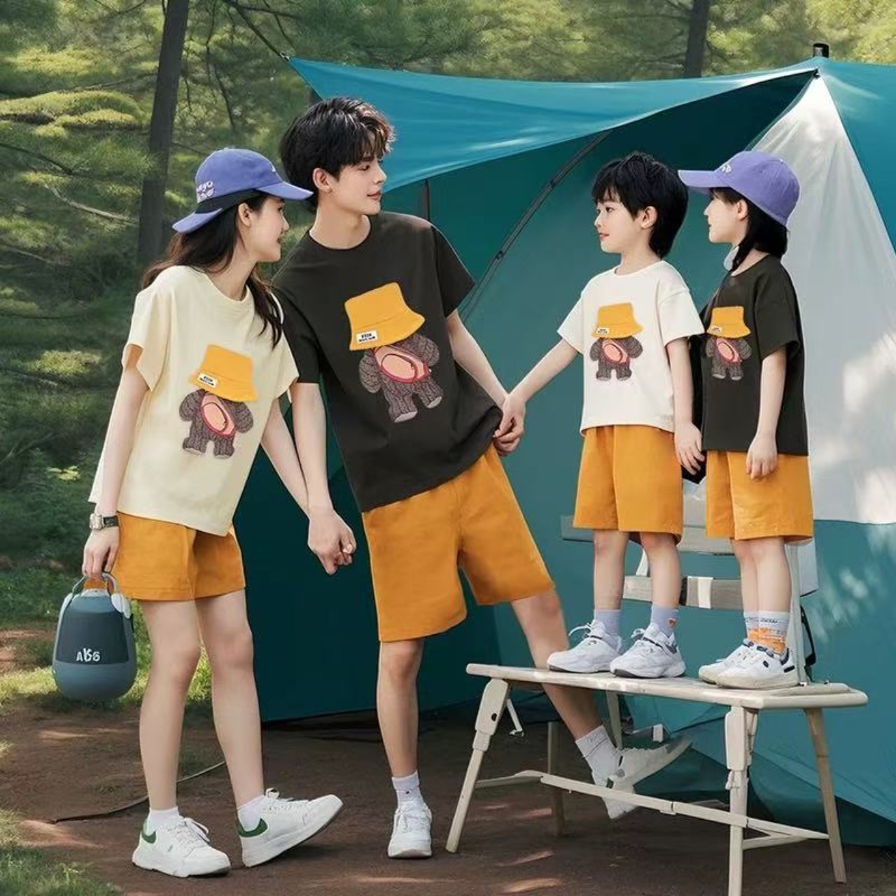 親子ペアルック ハットベアーTシャツ