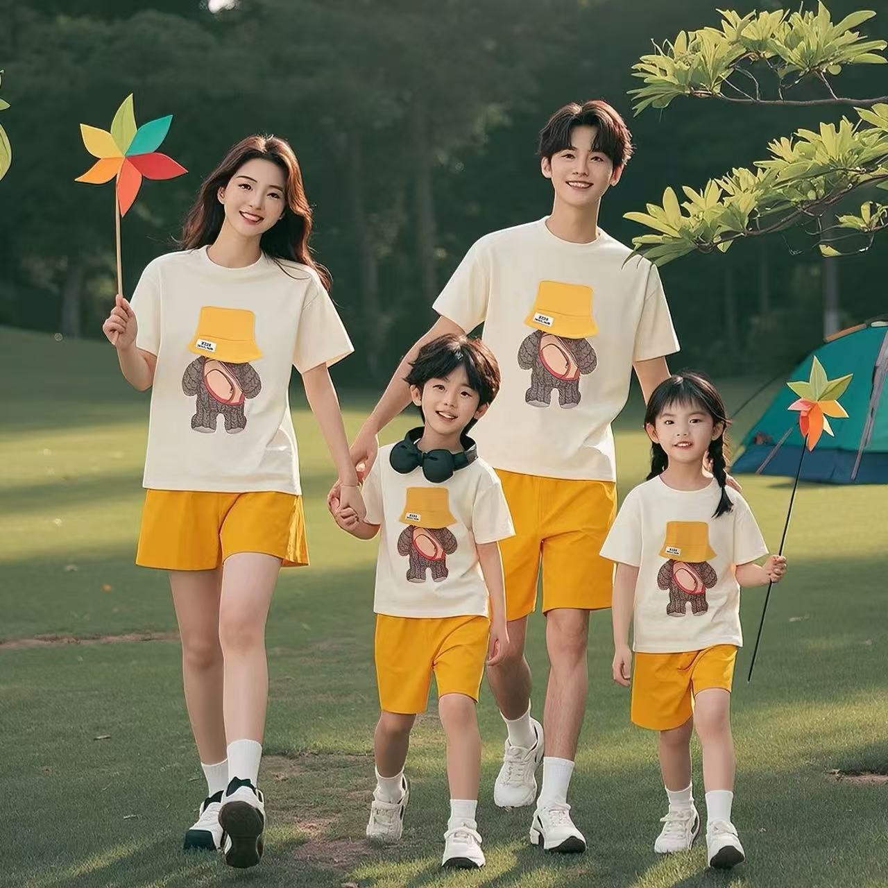 親子ペアルック ハットベアーTシャツ