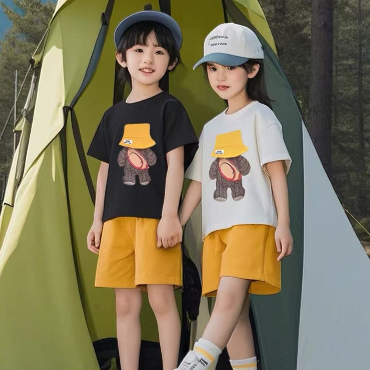 親子ペアルック ハットベアーTシャツ