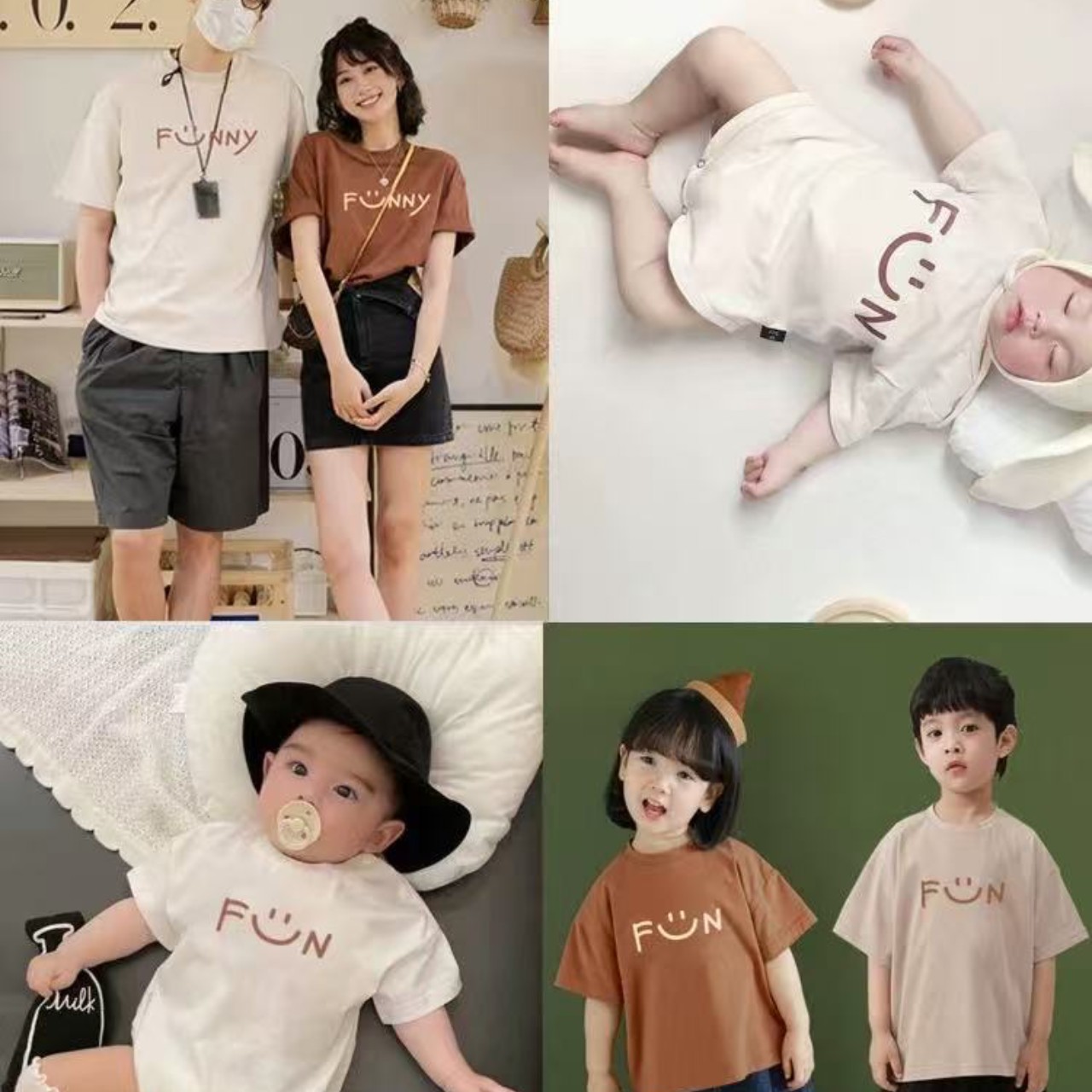 親子ペアルック 手書き風ファニーTシャツ