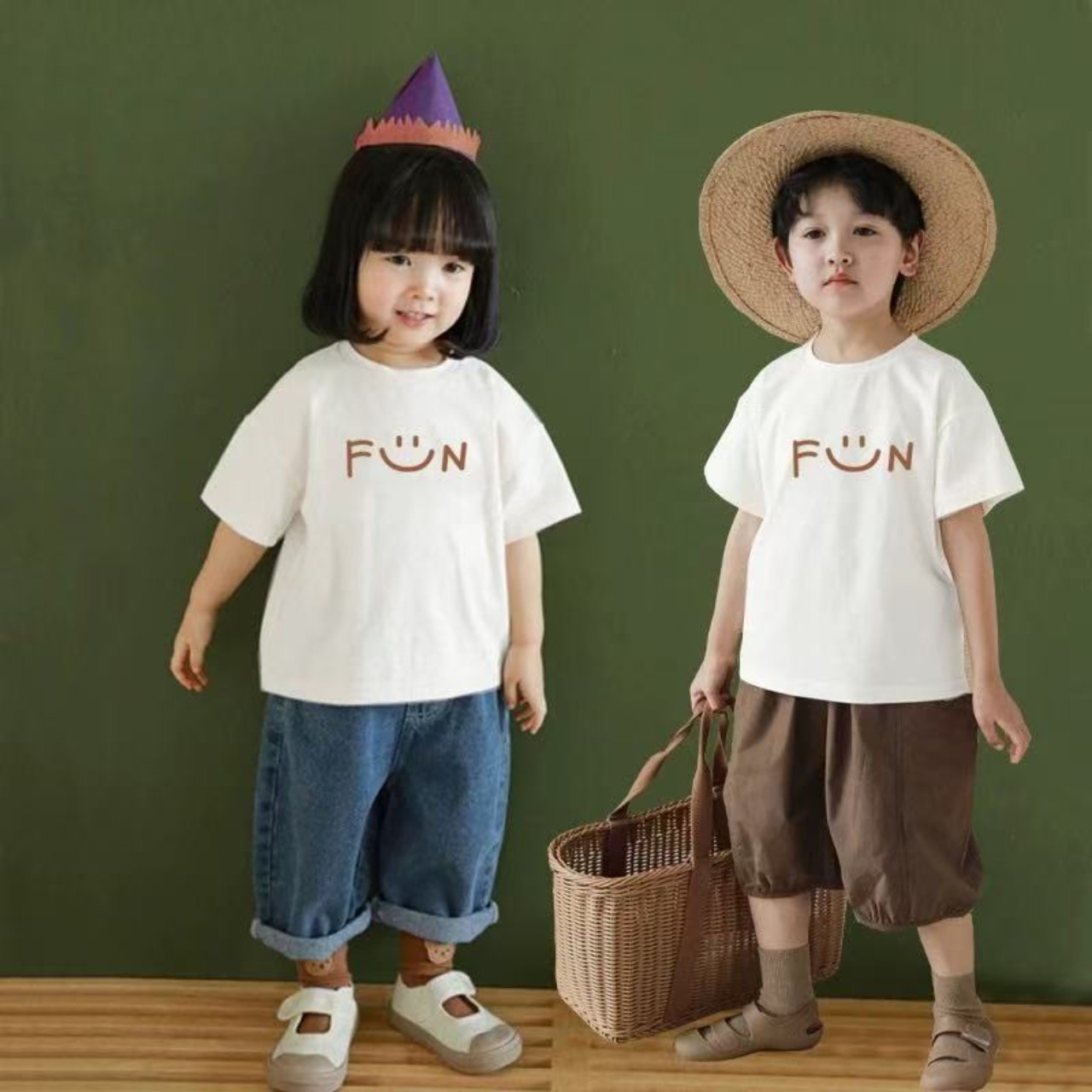 親子ペアルック 手書き風ファニーTシャツ
