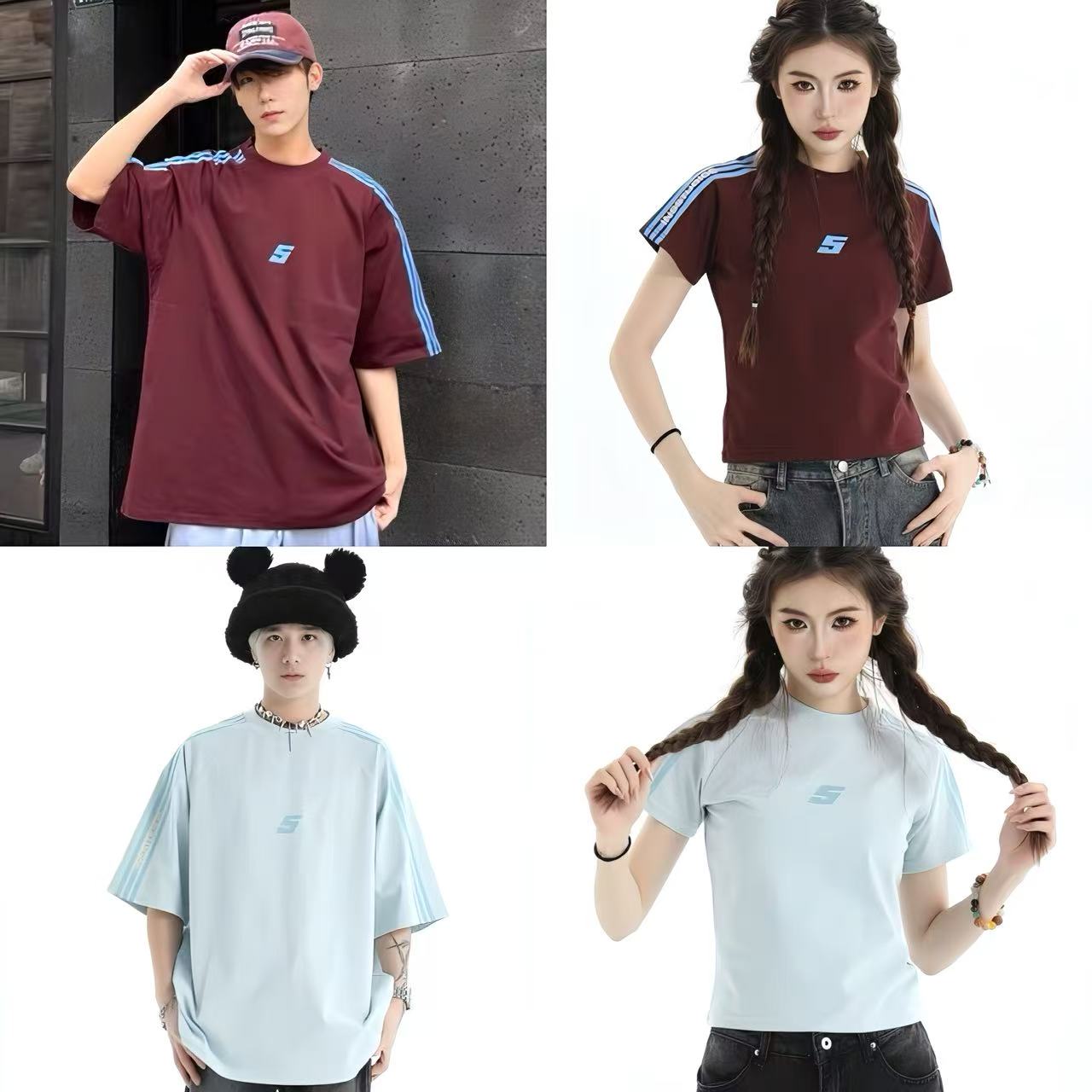 ペアルック 【INSstudios】 ナンバーファイブ ショルダーライン ロゴTシャツ