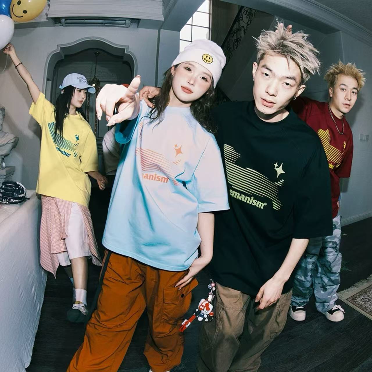 ペアルック【lemanism】ヘビーウェイト 幻影ドッグプリント 半袖Tシャツ