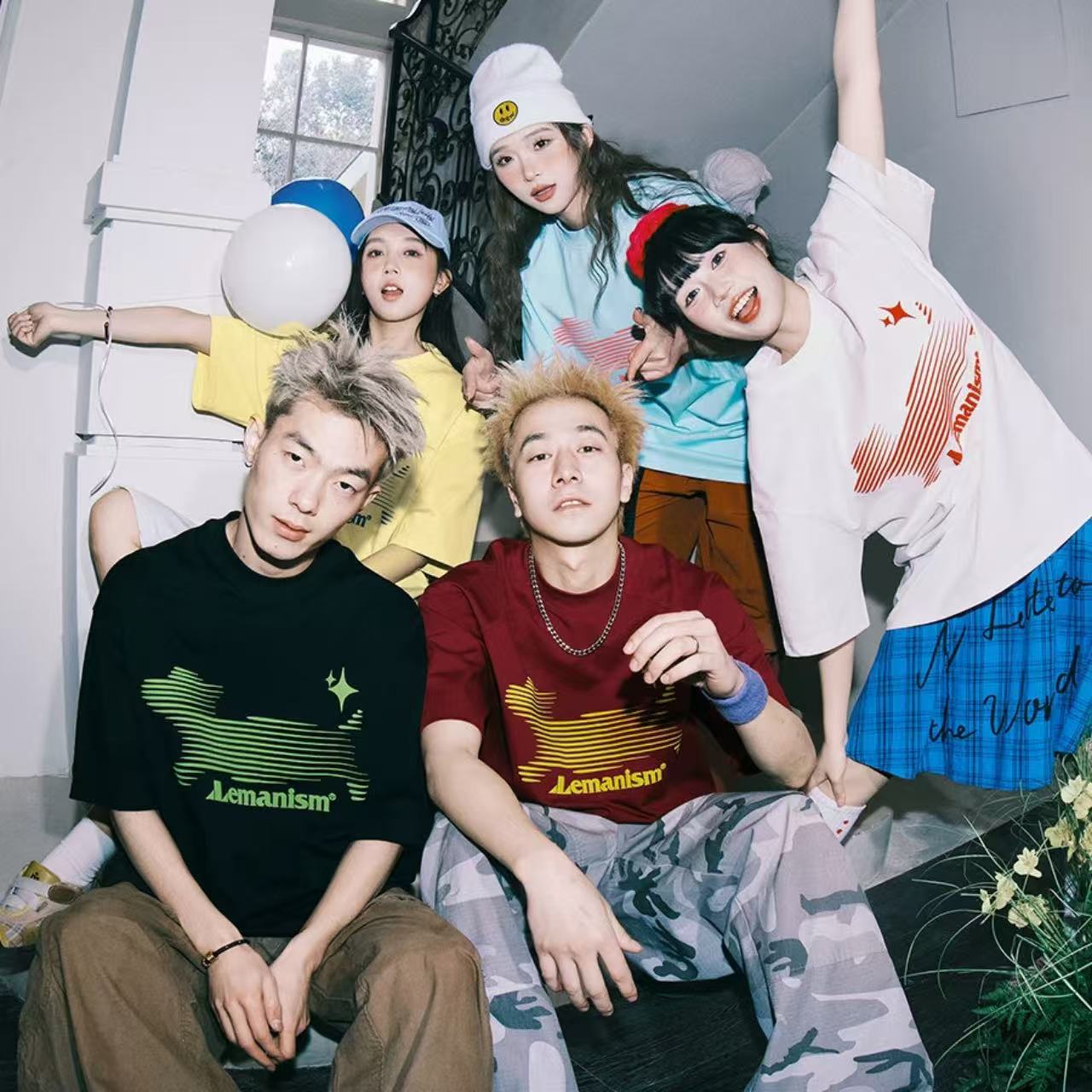 ペアルック【lemanism】ヘビーウェイト 幻影ドッグプリント 半袖Tシャツ